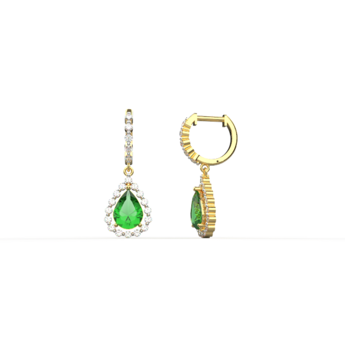 Avarta Jewellery 18k Gold Dangler Earring With Lab Grown Diamond and Emerald - Image 2